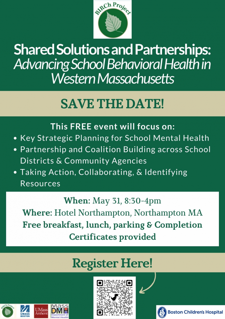 Register for Shared Solutions and Partnerships: Advancing School Based Behavioral Health in Western Massachusetts